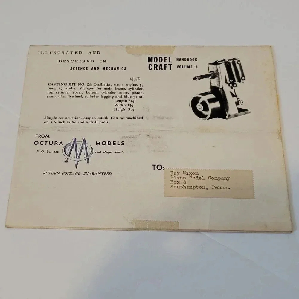 Octura Models Catalog 55 Miniature Engine Castings and Drawings 1955 Vintage - Picture 3 of 3